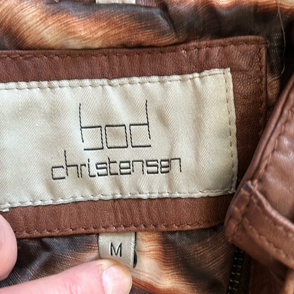 Bod Christensen leather moto jacket, tobacco colour - Picture 4 of 12